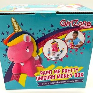 GirlZone Paint Your Own Unicorn Piggy Bank for Girls, Paint a Cute Unicorn